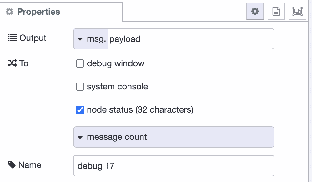Setting up the debug to count messages
